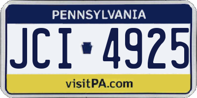 PA license plate JCI4925