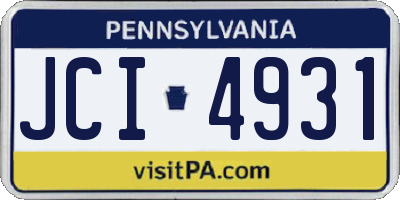 PA license plate JCI4931