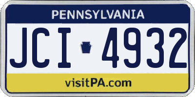 PA license plate JCI4932