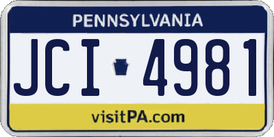 PA license plate JCI4981