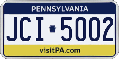 PA license plate JCI5002