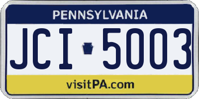PA license plate JCI5003