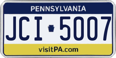 PA license plate JCI5007