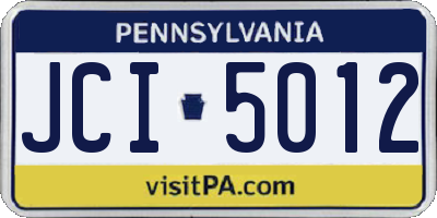 PA license plate JCI5012