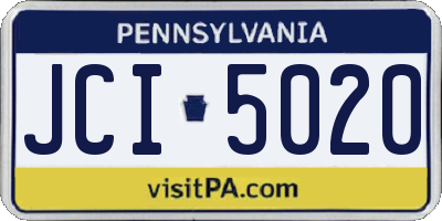 PA license plate JCI5020