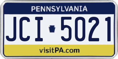 PA license plate JCI5021