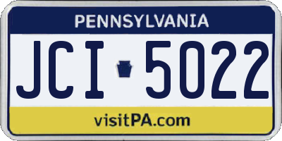 PA license plate JCI5022