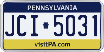 PA license plate JCI5031