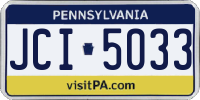 PA license plate JCI5033