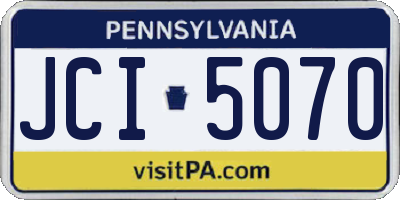 PA license plate JCI5070