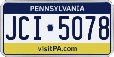 PA license plate JCI5078
