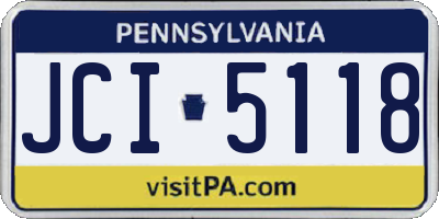PA license plate JCI5118
