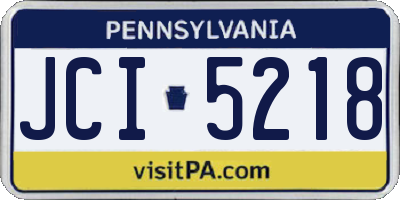 PA license plate JCI5218