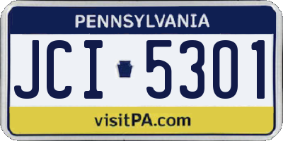 PA license plate JCI5301