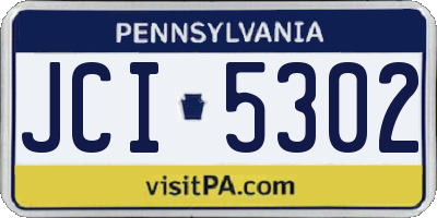 PA license plate JCI5302