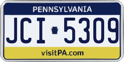 PA license plate JCI5309