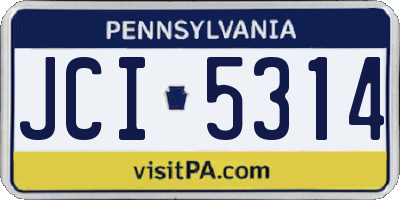 PA license plate JCI5314