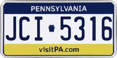 PA license plate JCI5316