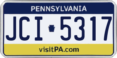 PA license plate JCI5317