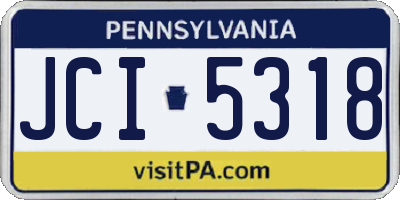 PA license plate JCI5318