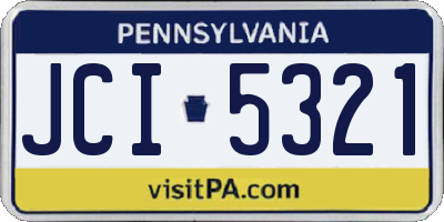PA license plate JCI5321