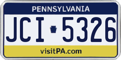 PA license plate JCI5326