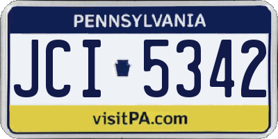 PA license plate JCI5342