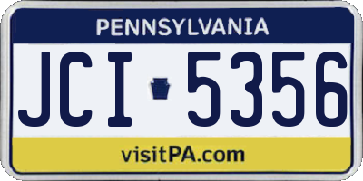PA license plate JCI5356