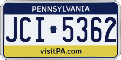 PA license plate JCI5362