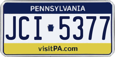 PA license plate JCI5377
