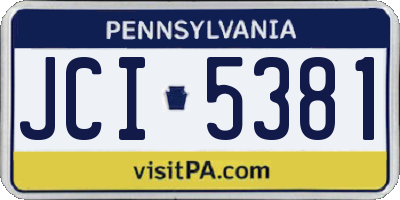 PA license plate JCI5381