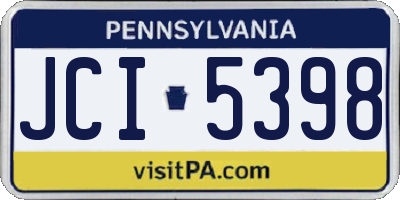 PA license plate JCI5398