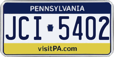 PA license plate JCI5402