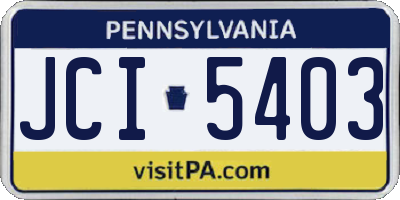PA license plate JCI5403