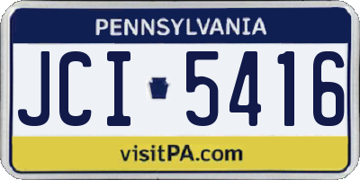 PA license plate JCI5416