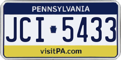 PA license plate JCI5433
