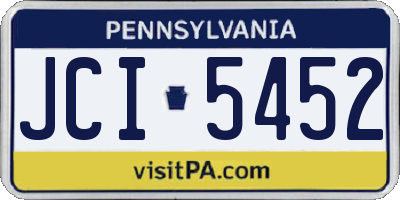 PA license plate JCI5452