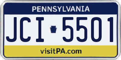 PA license plate JCI5501