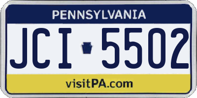 PA license plate JCI5502