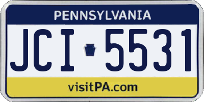 PA license plate JCI5531