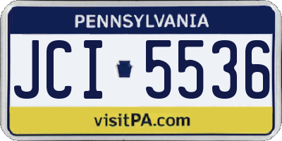 PA license plate JCI5536