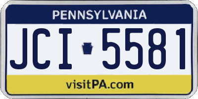 PA license plate JCI5581
