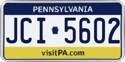 PA license plate JCI5602