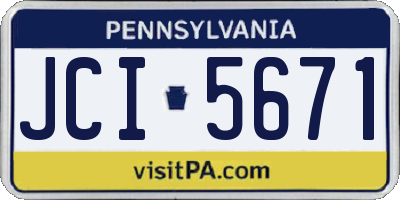 PA license plate JCI5671