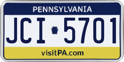 PA license plate JCI5701