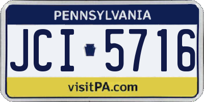 PA license plate JCI5716