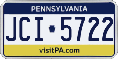 PA license plate JCI5722