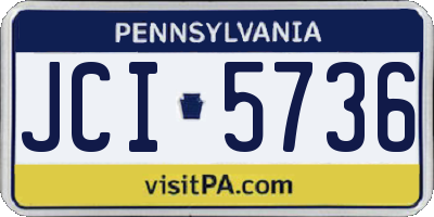 PA license plate JCI5736