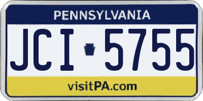 PA license plate JCI5755