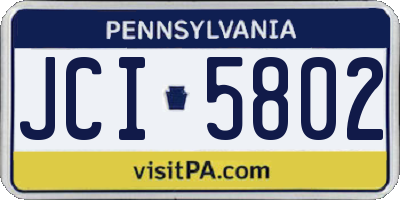 PA license plate JCI5802